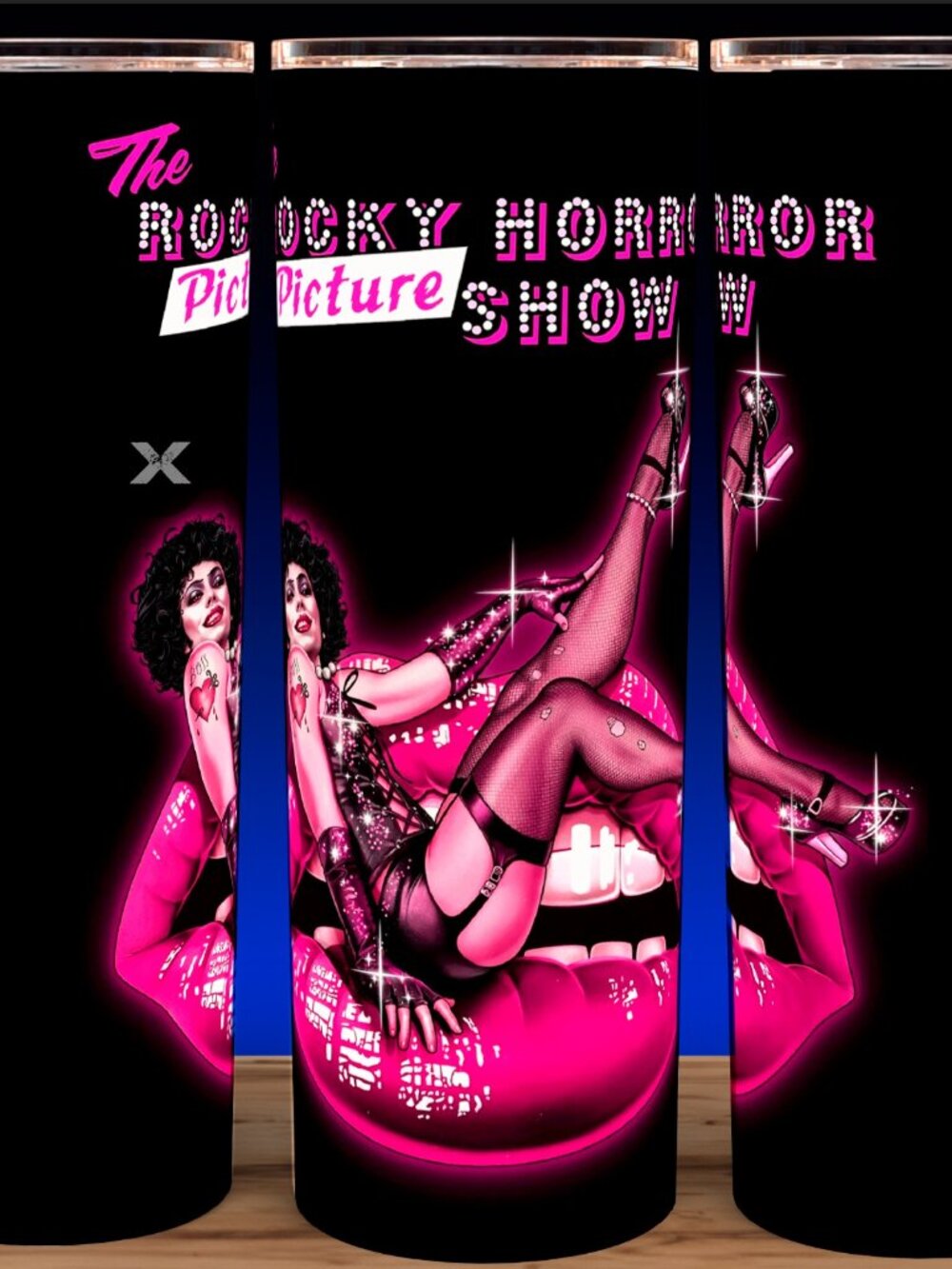 Rocky Horror Picture Show 70s Tim Curry Pink Cup Mug Tumbler 20 oz